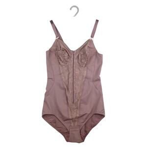 Anita Comfort Fiore Front Zip Corselet Wire Free Bodysuit USA 34C Shaping Blush